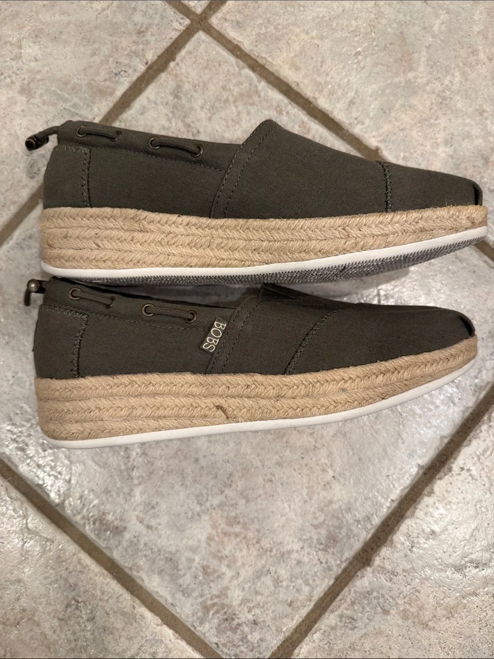 Bob’s by Skechers Olive Canvas Slip-On Loafers